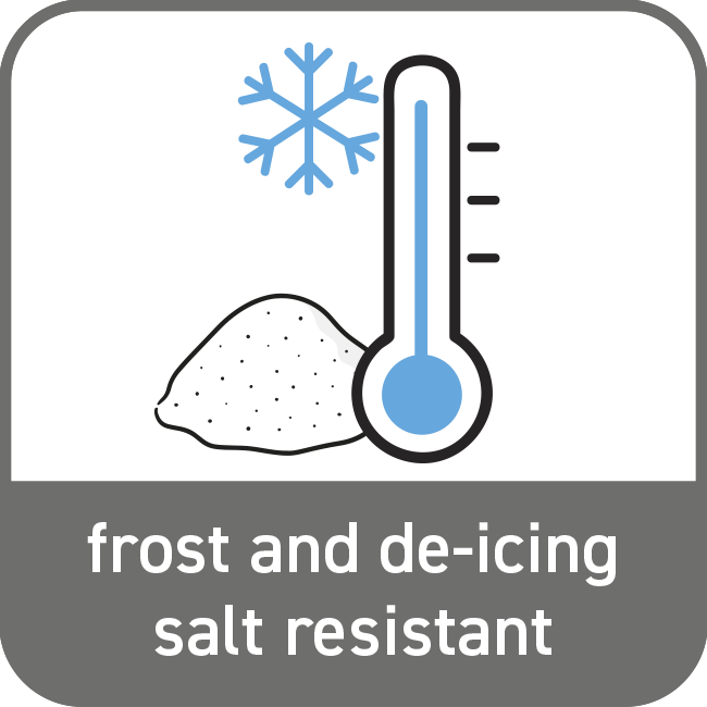 Frost/de-icing salt resistant