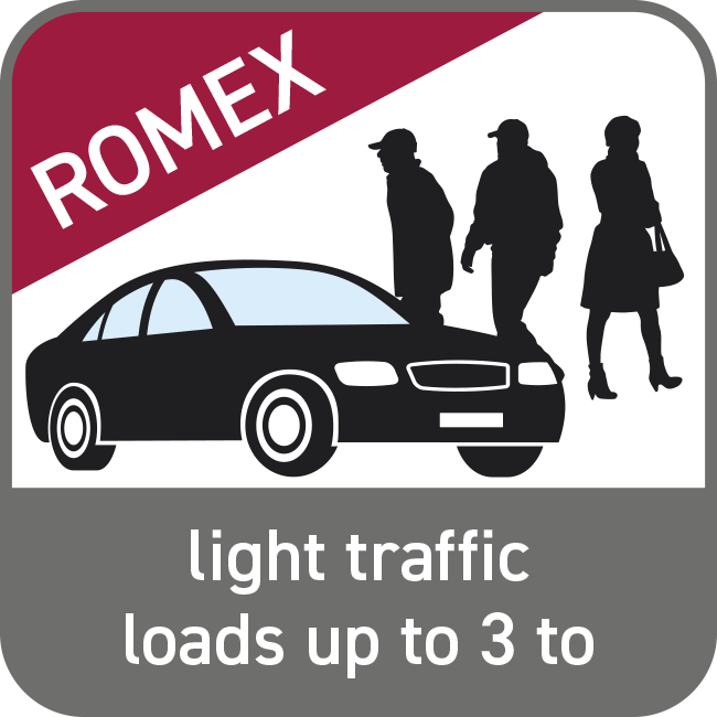 areas with traffic loads of up to 3 tons